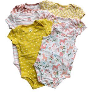 Carter's Baby Girl 3M Bodysuit Bundle of 6 Short Sleeve Casual Cute Pink Yellow
